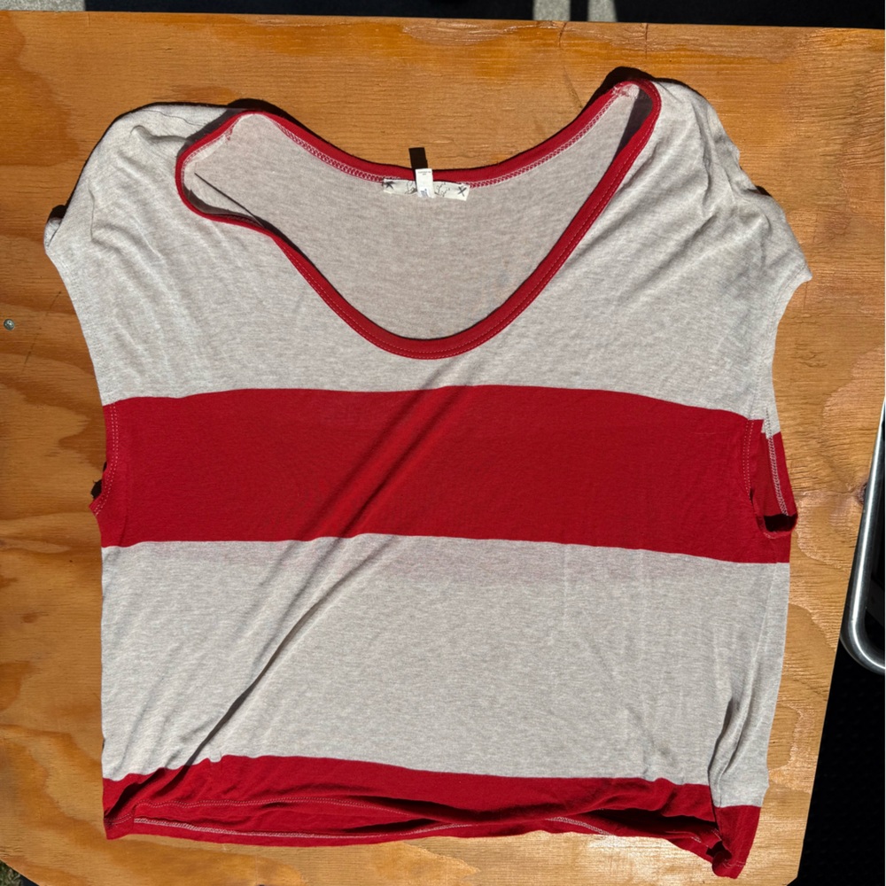 Soft Joie Red & Gray Stripe Tank Top